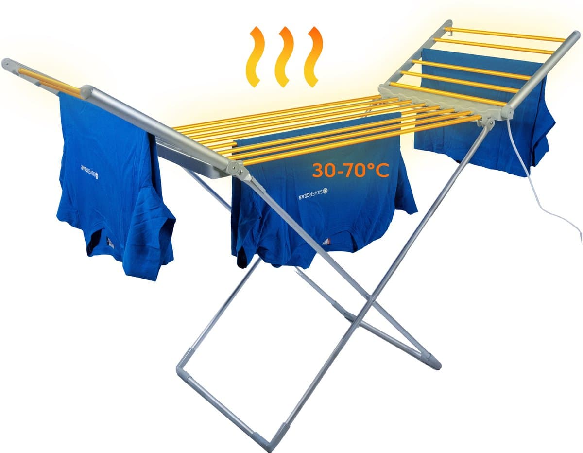 Premium Elektrisch Wasrek met Verwarming 230W - Wasrek - Verwarmd Droogrek - Wit - Silvergear — afbeelding 1