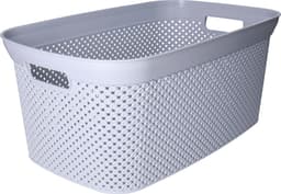Wasmand - lichtgrijs - kunststof - 34 x 54 x 23 cm - 35 liter - met handvatten - manden voor wasgoed — thumbnail 4