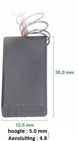 2 Stuks Koolborstels 5x12,5x36 mm - Geschikt voor Siemens en Bosch 00154740 Wasmachine - WH5029101 Elektrisch Gereedschap Accessoires — thumbnail 3