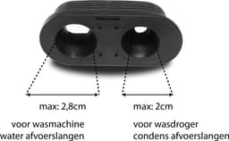 Dparts afvoer y-stuk met rubberen dop - voor wasmachine en droger - duo dubbele splitter - condens water afvoerslang verdubbelaar — thumbnail 3