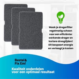 Fixem® - Geschikt voor Beko droger filter 2964840100 - Wasdroger filter - Spons filter - Filter voor droger- 245x155mm 3 stuks — thumbnail 4