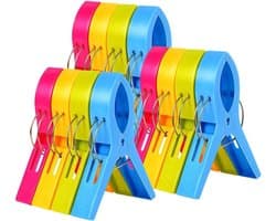 Wasknijpers Set van 12 stuks Strandhanddoekclips voor Zwembadstoelen - Kunststof Handdoekklemmen - Ideaal voor Wassen en Op Hangen van Handdoeken