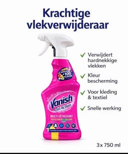 Vanish Oxi Action Spray Vlekverwijderaar – Voordeelset 3 Stuks – Voorbehandeling Tegen Hardnekkige Vlekken – Gekleurde Was — thumbnail 2
