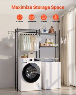 VEVOR Opbergrek voor wasmachine en droger, 2 lagen, zwart — thumbnail 3