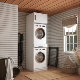 Wasophoogte® Wasmachine Kast Sydney - Wasmachine verhoger - Wasmachine ombouw - 700(D)*665(B)*2350(H) mm - Wit — thumbnail 2