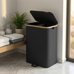 SONGMICS - Wasmand - Wasmand met Deksel - 2 Compartimenten - Uitneembare Waszak - 150 Liter Capaciteit — thumbnail 3