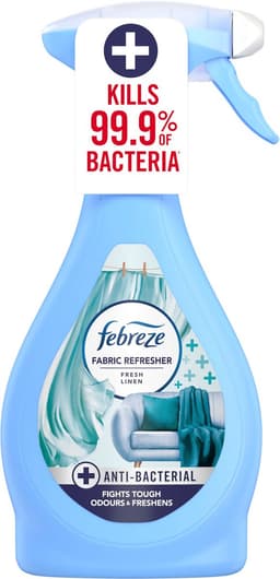 Febreze antibacteriële textielverfrisser spray, frisse linnen geur - doodt 99,9% van de bacteriën - geurverwijderaar voor moeilijk te wassen stoffen - 500 ml — thumbnail 1