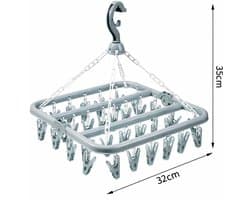 Sokkendroger - 32 Knijpers - Sokken Hanger - Sokken Droger - Beha's - bh's - Ondergoed - Wasrek Sokken - Wasrek - Droogrek - Klein Wasrekje - Carrousel - Droogcarrousel - Washanger - Sokkendroogrek - Kleerhanger voor Sokken - Windbestendig — afbeelding 1
