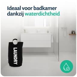 Wonair Wasmand - Waszak – Wassorteerder - Waszakken voor wasgoed - Wasmand Opvouwbaar – Zwart – 115L — thumbnail 5
