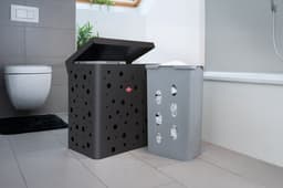 WESCO Wasmand Duo 1 met Inzet | 64 Liter | Duo Wasbox (2x32 Liter) | Metaal - Mat grafiet | Waskorf — thumbnail 3