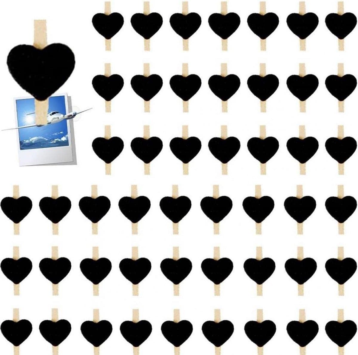 50 Houten Mini Knijpers in Hartvorm voor Foto's en Decoratie — afbeelding 1