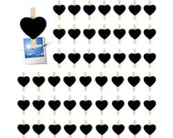 50 Houten Mini Knijpers in Hartvorm voor Foto's en Decoratie