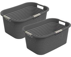 Rotho Country wasmand - set van 2 - 40 ltr - antraciet
