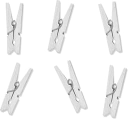 Houten Klemmen - Decoratieve Knijpers - Foto Ophangen - Natuurlijk Materiaal - 20 Stuks - Wit — thumbnail 1