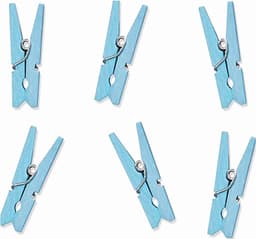 Mini-wasknijpers lichtblauw - set van 20 - hout — thumbnail 2