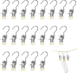 Clips - 20 stuks - 10,5x4 cm - Metalen clips - Wasknijpers - Clips die geen sporen achterlaten - Hoedenclips - Sokkenclips - Elastische clips - Opbergrek - Opbergclips - Haken - Huishoudelijke clips - Geschikt voor kledinghaken, kledingclips, hoeden — thumbnail 1