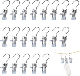 Clips - 20 stuks - 10,5x4 cm - Metalen clips - Wasknijpers - Clips die geen sporen achterlaten - Hoedenclips - Sokkenclips - Elastische clips - Opbergrek - Opbergclips - Haken - Huishoudelijke clips - Geschikt voor kledinghaken, kledingclips, hoeden — thumbnail 1