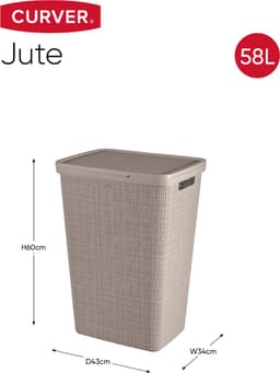 Curver Jute Wasmand met deksel 58L - 2 stuks - Taupe — thumbnail 2