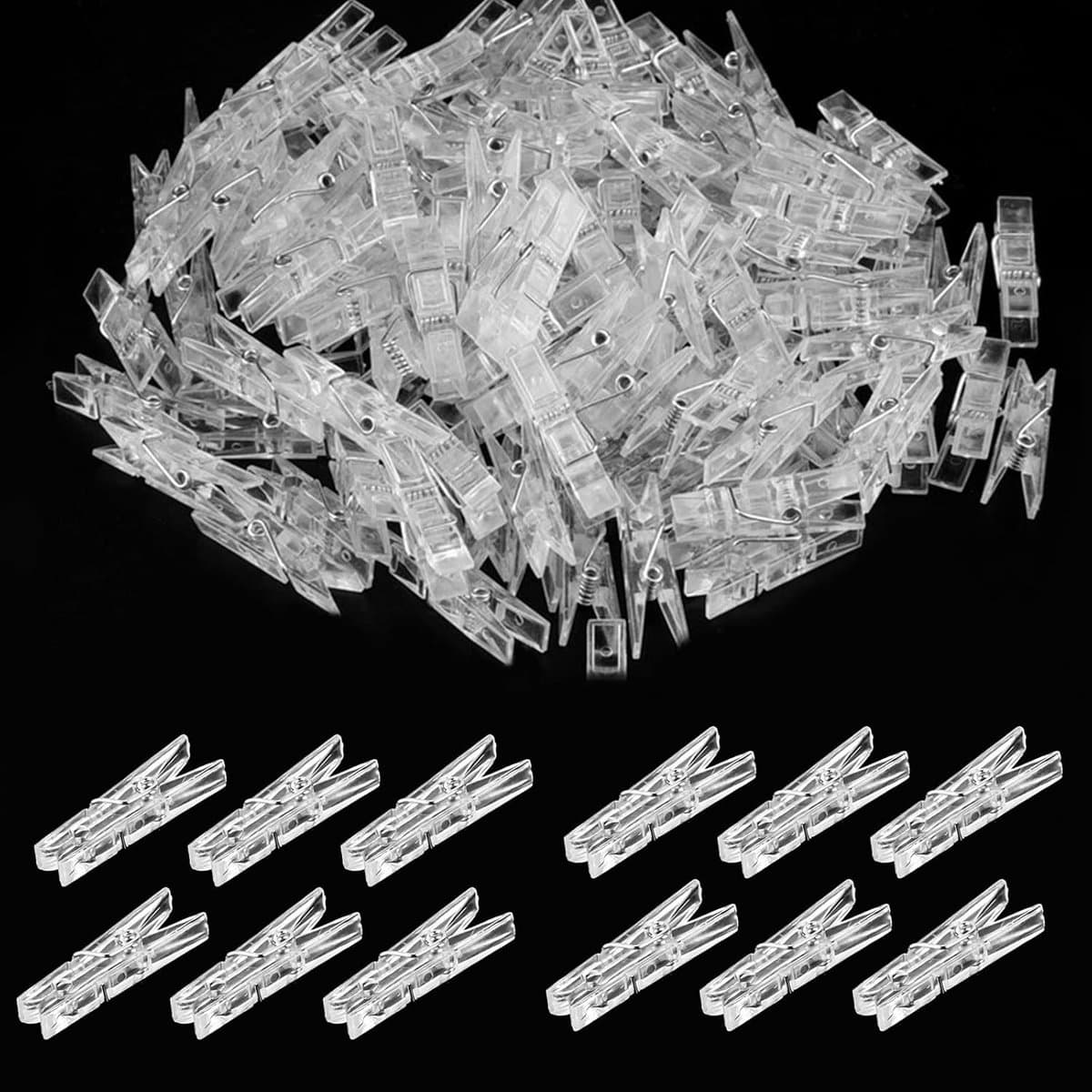 Hangende clips 50 stuks - Transparante wasknijpers en mini-klemmen voor fotos en lichtsnoeren — afbeelding 1