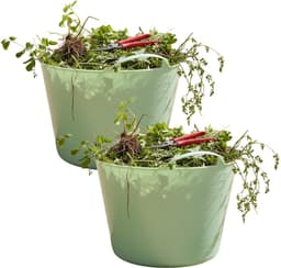 Flexibele kuip / emmer - 2x - mintgroen - 15 liter - kunststof - 35 x 28 cm - met handvatten — thumbnail 1