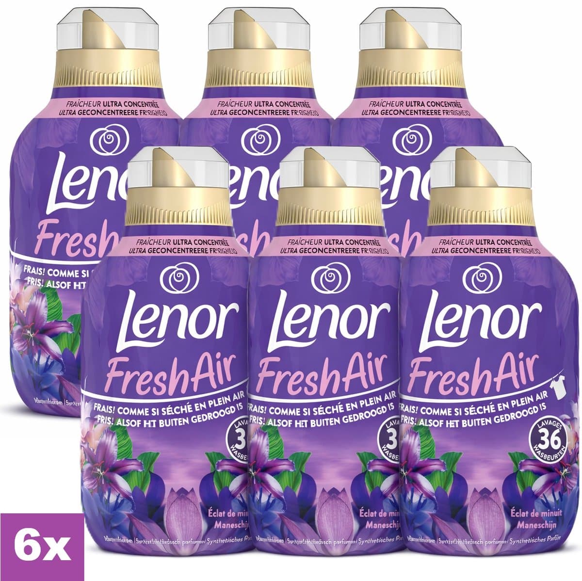 Lenor Fresh Air Maneschijn Wasverzachter - 6 x 36 Wasbeurten - 6 x 504ml — afbeelding 1