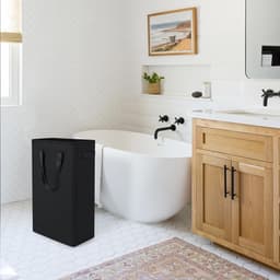 Wasmand van Oxford-stof - opvouwbaar - met handvat - geschikt voor slaapkamers, badkamers en studentenkamers - zwart — thumbnail 5