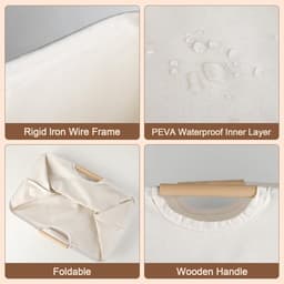 Opvouwbare Wasmand – Katoen – 36L speelgoedwasmand – Kleine opvouwbare wasmand – Ruimtebesparend & Wasbaar – pbergmand voor vuile was – Stijlvol Design – Geschikt voor Badkamer, Slaapkamer & Waskamer — thumbnail 3