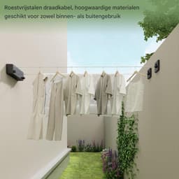 GELLDG Waslijn - Waslijn Uittrekbaar - Uittrekbare Wasdraad - Staalgevlochten - 4,2 meter - Robuust RVS - Automatisch Straktrek Systeem - Alternatief Wasrek of Droogrek - Binnen en Buiten - zwart — thumbnail 3