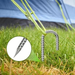8 grondpennen - 30 cm gegalvaniseerde grondankers - J-vormige grondpennen - grondankers voor de bouw - tentpennen met beitelvormige punten - geschikt voor tenten, partytenten, trampolines, springkussens, kamperen, voetbalnetten, enz. — thumbnail 3