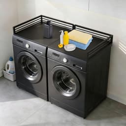 Wasdroger Werkblad - Wasmachine Bovenbouw - Extra Opbergruimte - Verhoogde Beschermstrips - 145 x 70 cm - Zwart — thumbnail 1