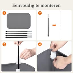 Wasmand Smal - Wasverzamelaar Opvouwbaar - Ruimtebesparend Opbergen - Stevig Metalen Frame - 50 Liter 41x22x55cm - Grijs — thumbnail 4