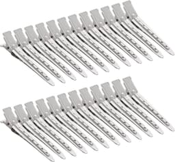 24 stuks Duck Bill Klemmen Zilver - Professionele Metalen Haarclips voor Styling en Kleuring — thumbnail 1