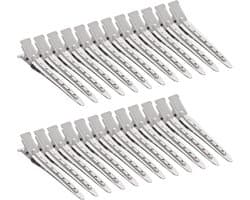 24 stuks Duck Bill Klemmen Zilver - Professionele Metalen Haarclips voor Styling en Kleuring