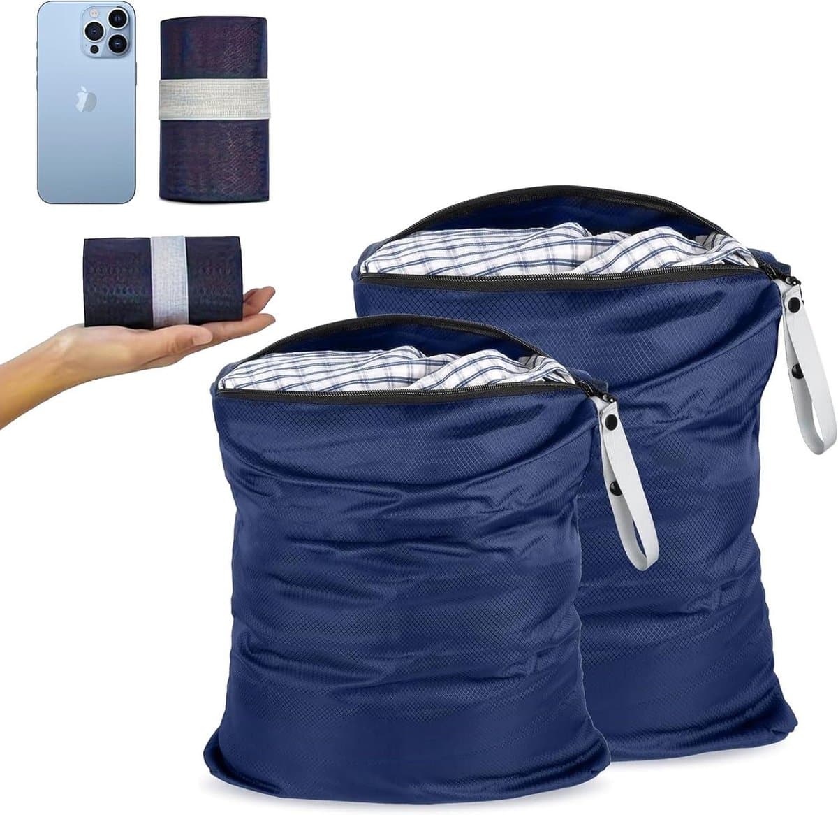 Waszakken Set van 2 - Waterdichte Reiswaszakken in 45 x 60 cm en 35 x 55 cm met Ritssluiting - Ideaal voor op Reis — afbeelding 1