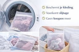 Waszak Set 5 Stuks – Waszak met Rits 40x50 cm – Beschermt Delicate Was – Wasnet / Waszak Kleding – Polyester Waszak Wit – 60°C Wasbaar — thumbnail 3