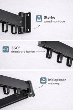 Bene Vivere® Inklapbaar Wanddroogrek – Ruimtebesparend en Duurzaam Droogrek voor Efficiënt Drogen — thumbnail 2