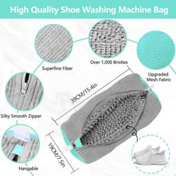 2 stuks Schoenen waszak - Sneaker waszak - Waszak voor schoenen - Grijze schoenen waszak - Herbruikbare schoenwaszakken zijn geschikt voor de wasmachine en droger en reinigen en beschermen alle soorten schoenen — thumbnail 2