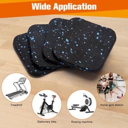 Schokabsorberende pads - 4 Stuks - Wasmachine trillingsdemper - Rubber + EPDM - Geluidsisolerende mat voor wasmachine - Geluidsisolatiemat - Antislip - Beschermende loopbandmat - Voor wasmachines en fitnessapparatuur - 10x10x1cm - Zwart/Blauw — thumbnail 4