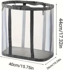 Opvouwbare wasmand, grote opbergmand van gaas voor vuile was en kinderspeelgoed (grijs) — thumbnail 3