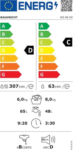 Bauknecht | WATK Sense 86 DC | wasdroogcombinatie | 8-6 kg | Duits display — thumbnail 2