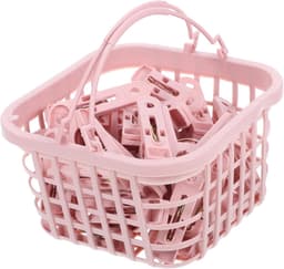 30 plastic wasknijpers - Inclusief handig ophangmandje - Plastic wasknijpers - Roze - Geschikt voor thuis, keuken, kledingkast en badkamer — thumbnail 1