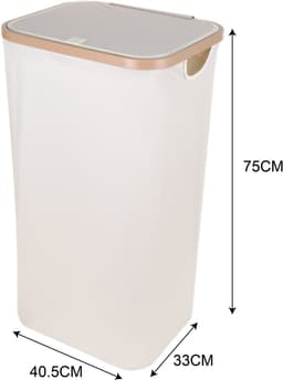 Wasmand met Deksel – Opvouwbare Wasmand – Wasbox 100L – Wassorteerder met Binnenzak – Beige – Voor Badkamer, Slaapkamer en Wasruimte — thumbnail 2