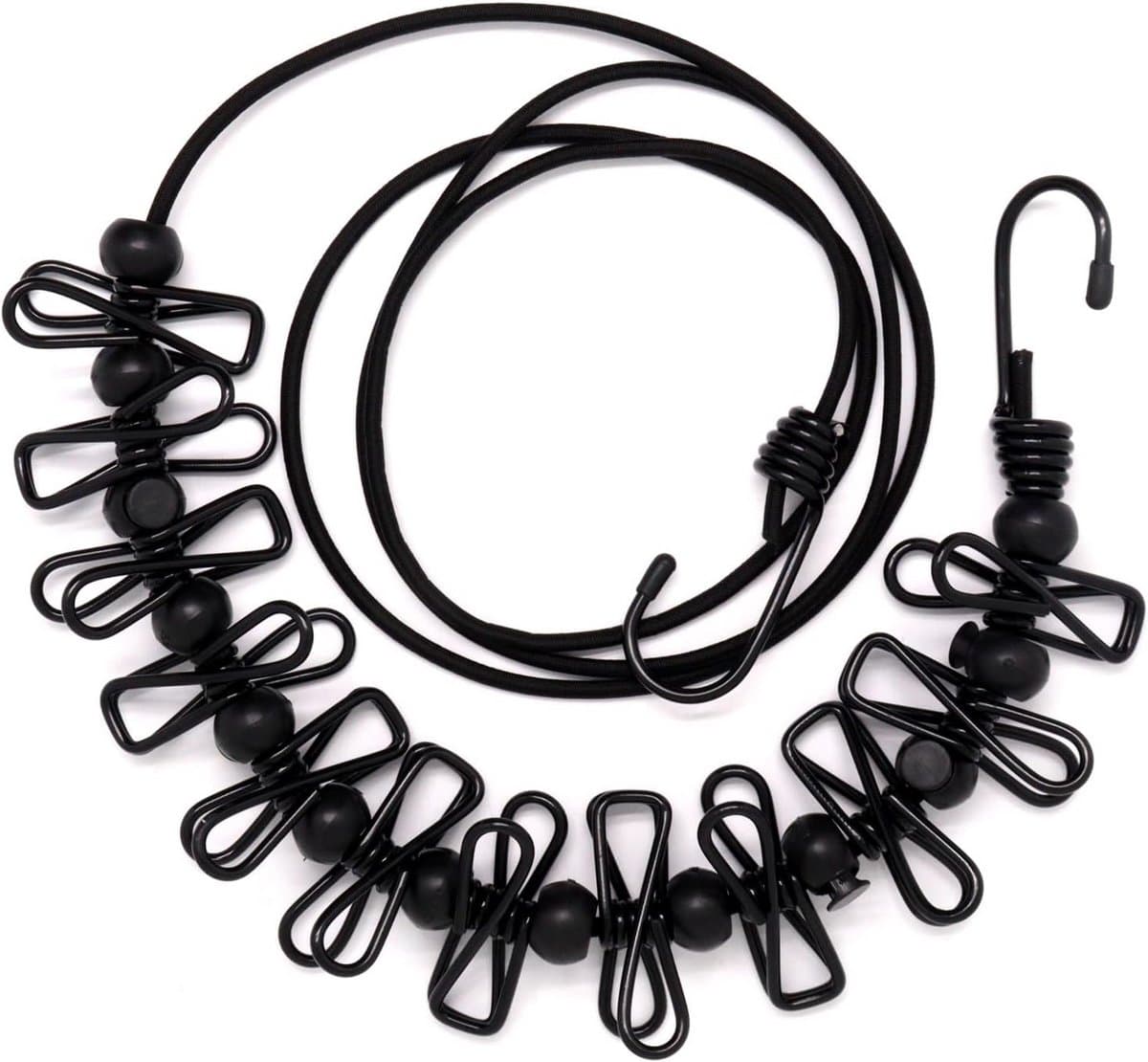 Draagbare Intrekbare Waslijn met 12 Kledingclips voor Binnen en Buiten — afbeelding 1