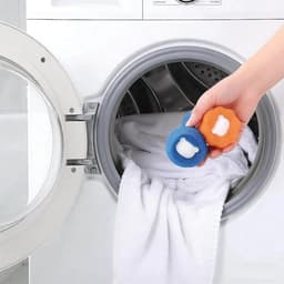 Haarverwijderaar voor huisdieren voor de was, 10 stuks Vangt effectief haren van huisdieren op in wasmachines en wasdrogers Herbruikbare droogballen Verwijdert honden- en kattenharen uit kleding Oranje en blauwe set — thumbnail 3