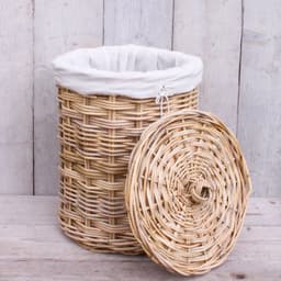 Migo Styling - Wasmand rond - Met binnenzak - Met deksel - Riet - Rotan - Naturel - Dia36xH50 cm — thumbnail 3