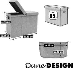 85L Wasmand met Gewatteerd Deksel - 62x31x45 Bank met Stevig Houten Frame - Wasverzamelaar Groot — thumbnail 5