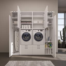 Roomart SERIE 2 Wasmachine Ombouwkast 254x240 cm - Kastenwand met 2 Hoge Kasten - Wit — thumbnail 4