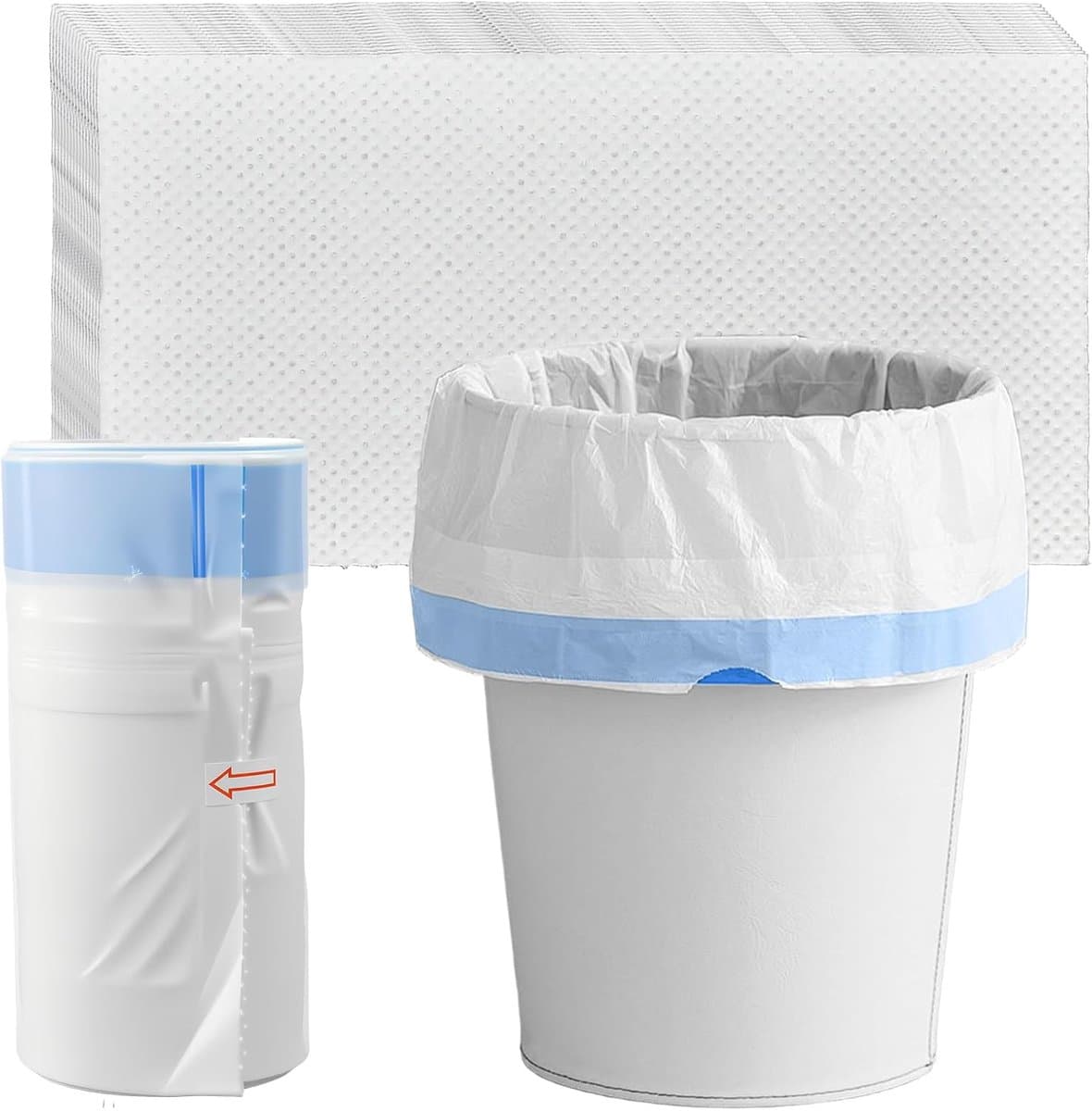 40 stuks toiletzakken met absorberende pads, toiletstoel, bedpanneninzetstukken, camping, draagbare wc-inzetstukken, toilet, poepzakken, hygiënische zakken, vuilniszakken, campingtoilet voor — afbeelding 1