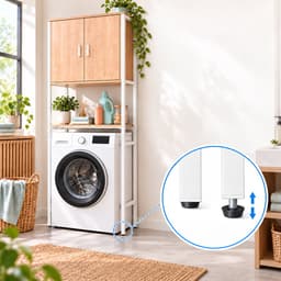 Wasmachine rek - 170x64x27 cm - met kast - wit-natuur — thumbnail 2