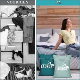 Waszakken, waterdicht met handvat, wasbare vuile kledingzakken voor reizen, nat en droog gebruik, badpak en gymkleding, wasgoed, zwembad en studentenhuis — thumbnail 2